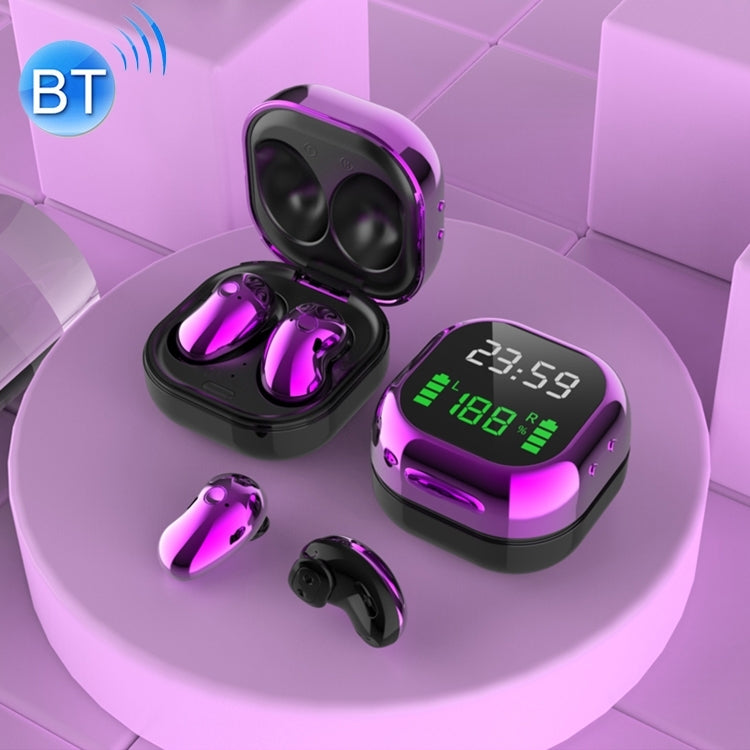 S6 Plus Bluetooth 5.0 TWS Touch Digital Display Mini Clock True Wireless Bluetooth Earphone with Charging Box(Purple) - TWS Earphone by PMC Jewellery | Online Shopping South Africa | PMC Jewellery