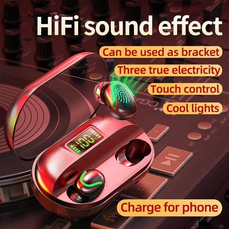 T2 Bluetooth 5.0 TWS Touch Digital Display True Wireless Bluetooth Earphone with Charging Box(Red) - TWS Earphone by PMC TechLife | Online Shopping South Africa | PMC TechLife