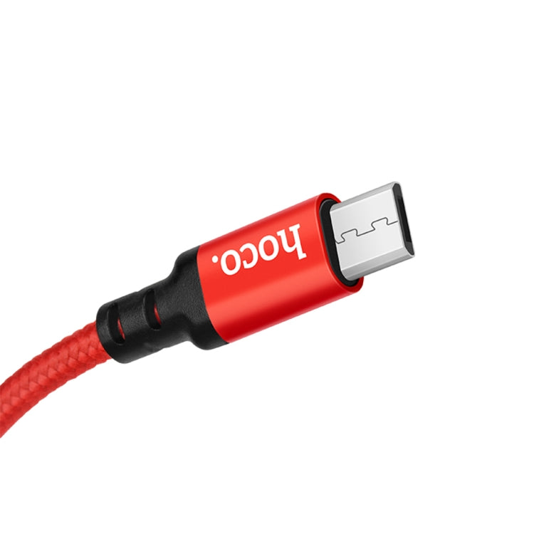hoco X14 1m Nylon Braided Aluminium Alloy Micro USB to USB Data Sync Charging Cable(Red) - Micro USB Cable by hoco | Online Shopping South Africa | PMC Jewellery