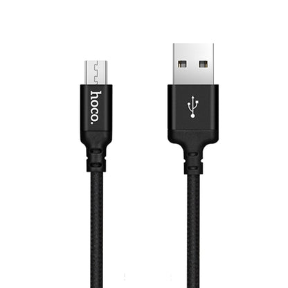 hoco X14 2m Nylon Braided Aluminium Alloy Micro USB to USB Data Sync Charging Cable(Black) - Micro USB Cable by hoco | Online Shopping South Africa | PMC Jewellery