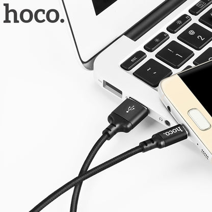 hoco X14 2m Nylon Braided Aluminium Alloy Micro USB to USB Data Sync Charging Cable(Black) - Micro USB Cable by hoco | Online Shopping South Africa | PMC Jewellery