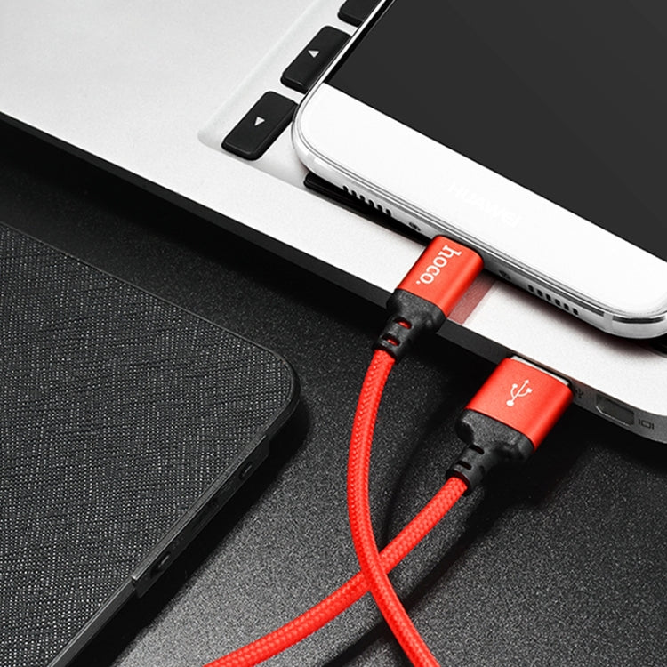 hoco X14 1m Nylon Braided Aluminium Alloy USB-C / Type-C to USB Data Sync Charging Cable(Black) - USB-C & Type-C Cable by hoco | Online Shopping South Africa | PMC Jewellery