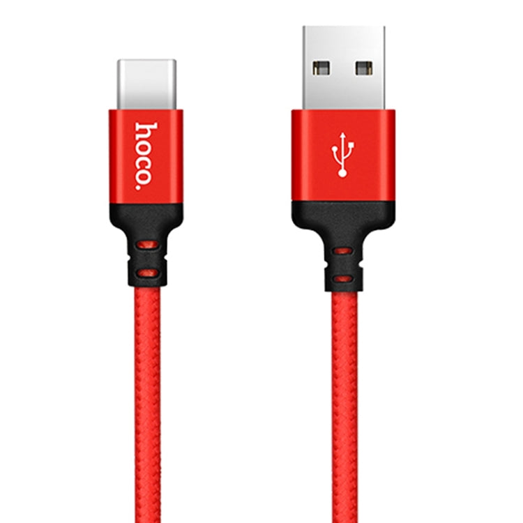 hoco X14 2m Nylon Braided Aluminium Alloy USB-C / Type-C to USB Data Sync Charging Cable(Red) - USB-C & Type-C Cable by hoco | Online Shopping South Africa | PMC Jewellery