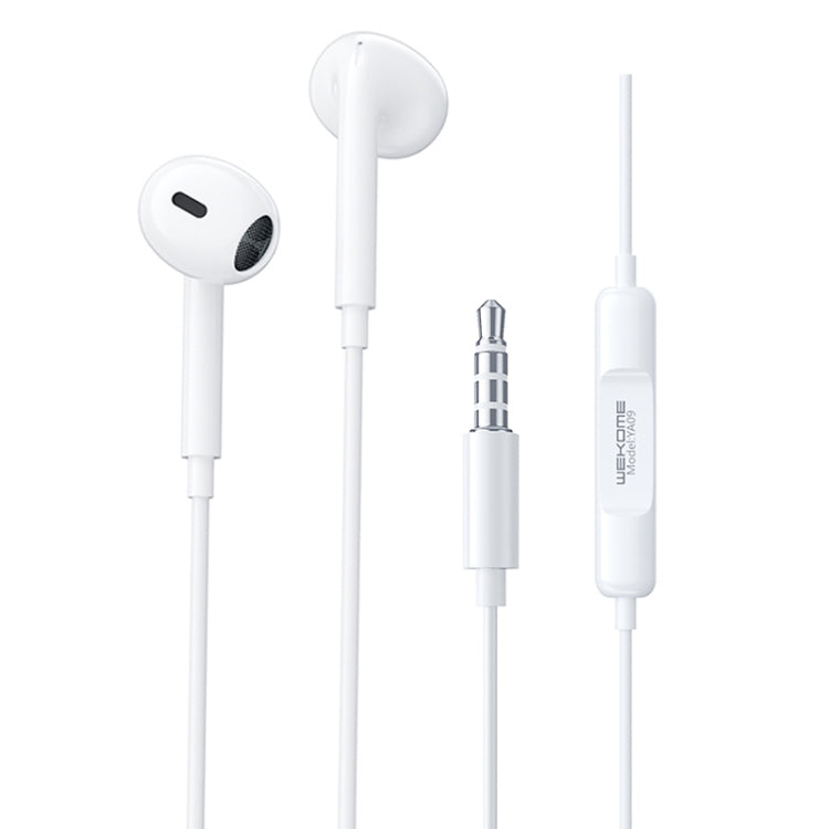 WK YA09 SHQ Series 3.5mm Music Semi-in-ear Wired Earphone (White) - In Ear Wired Earphone by WK | Online Shopping South Africa | PMC Jewellery