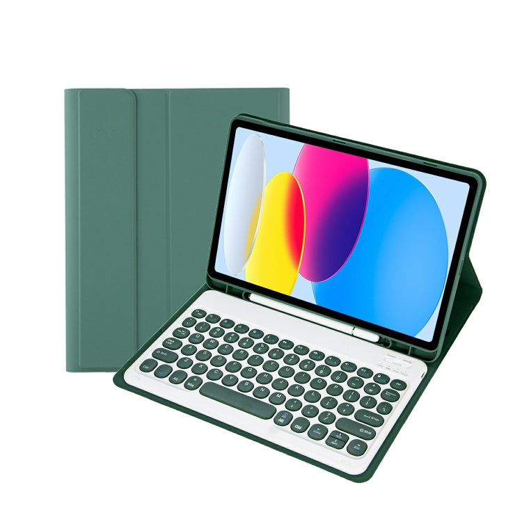 For iPad 11 2025 / 10th Gen 10.9 2022 YA10B Lambskin Texture Bluetooth Keyboard Leather Tablet Case with Pen Slot (Dark Green) - Universal by PMC TechLife | Online Shopping South Africa | PMC TechLife | Buy Now Pay Later Mobicred