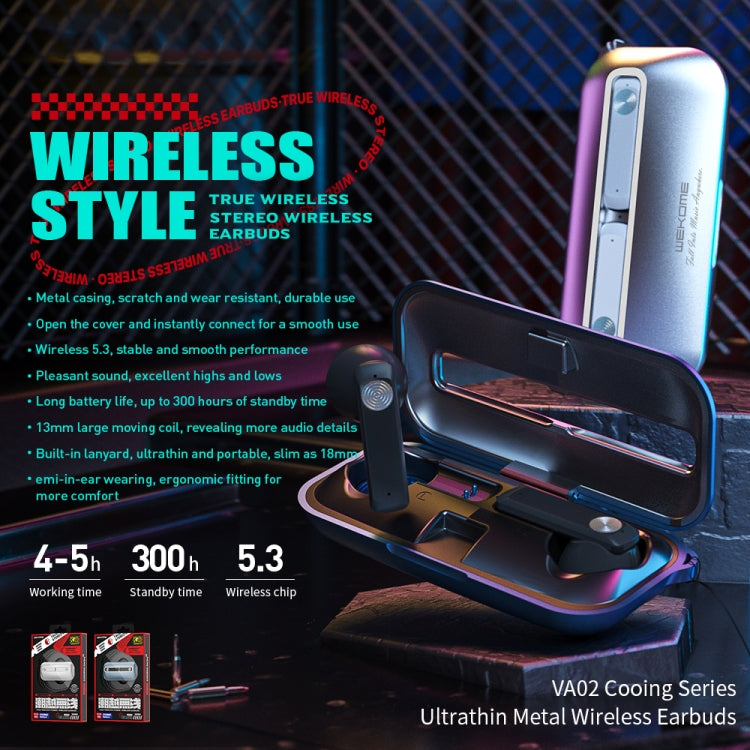WK VA02 Ultra Thin Metal Wireless Bluetooth Earphone (Black) - Bluetooth Earphone by WK | Online Shopping South Africa | PMC Jewellery
