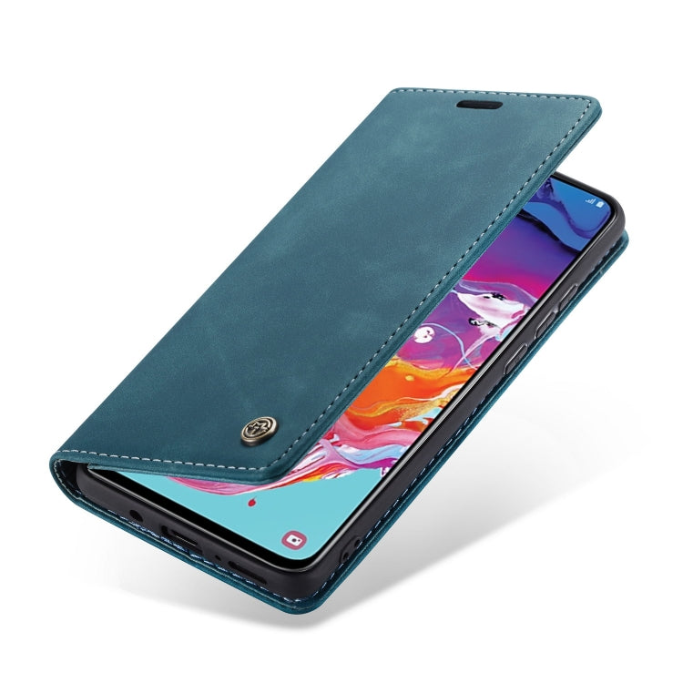 CaseMe-013 Multifunctional Retro Frosted Horizontal Flip Leather Case for Galaxy A70, with Card Slot & Holder & Zipper Wallet & Photo Frame(Blue) - free shipping - PMC TechLife - Order now!
