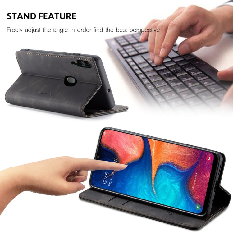 CaseMe-013 Multifunctional Retro Frosted Horizontal Flip Leather Case for Galaxy A20 / A30, with Card Slot & Holder & Wallet (Black) - free shipping - PMC TechLife - Order now!