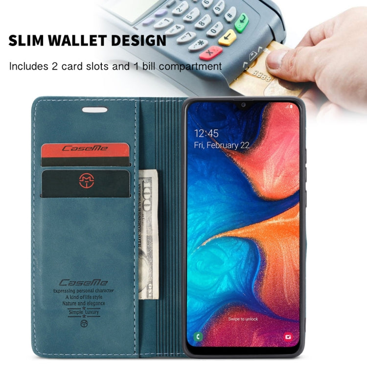 CaseMe-013 Multifunctional Retro Frosted Horizontal Flip Leather Case for Galaxy A20 / A30, with Card Slot & Holder & Wallet (Blue) - free shipping - PMC TechLife - Order now!