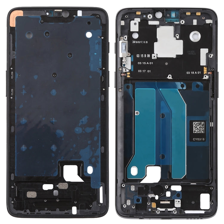 For OnePlus 6 Front Housing LCD Frame Bezel Plate with Side Keys (Frosted Black) - Frame Bezel Plate by PMC Jewellery | Online Shopping South Africa | PMC Jewellery