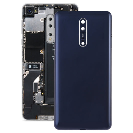 Battery Back Cover with Camera Lens & Side Keys for Nokia 8(Blue) - Back Cover by PMC Jewellery | Online Shopping South Africa | PMC Jewellery