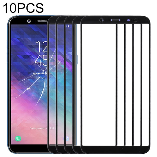 For Samsung Galaxy A6 (2018)  10pcs Front Screen Outer Glass Lens (Black) - Outer Glass Lens by PMC Jewellery | Online Shopping South Africa | PMC Jewellery