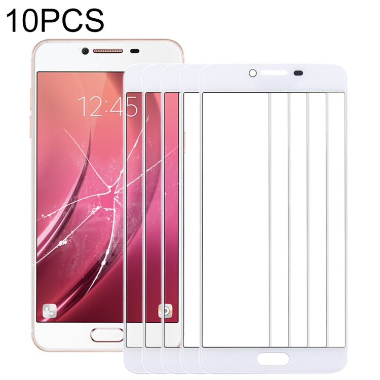 For Samsung Galaxy C7 10pcs Front Screen Outer Glass Lens (White) - Outer Glass Lens by PMC Jewellery | Online Shopping South Africa | PMC Jewellery