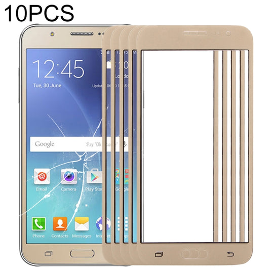 For Samsung Galaxy J7 / J700 10pcs Front Screen Outer Glass Lens (Gold) - Outer Glass Lens by PMC Jewellery | Online Shopping South Africa | PMC Jewellery