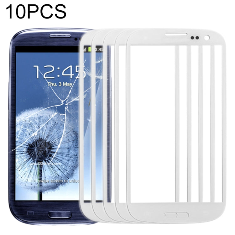 For Samsung Galaxy SIII / i9300 10pcs Front Screen Outer Glass Lens (White) - Outer Glass Lens by PMC Jewellery | Online Shopping South Africa | PMC Jewellery