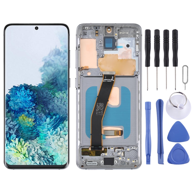 OLED LCD Screen For Samsung Galaxy S20 SM-G980 Digitizer Full Assembly with Frame (Grey) - LCD Screen by PMC Jewellery | Online Shopping South Africa | PMC Jewellery