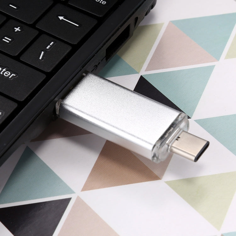 16GB 3 in 1 USB-C / Type-C + USB 2.0 + OTG Flash Disk, For Type-C Smartphones & PC Computer(Silver) - free shipping - PMC TechLife - Order now!