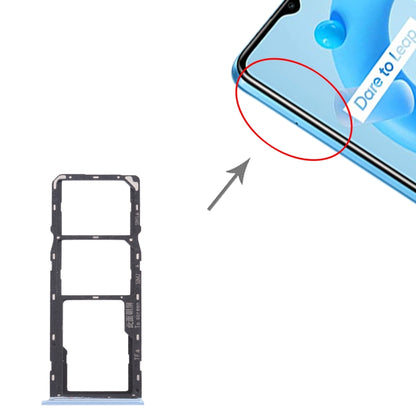 For OPPO Realme C11 (2021) RMX3231 SIM Card Tray + SIM Card Tray + Micro SD Card Tray (Blue) - Card Socket by PMC Jewellery | Online Shopping South Africa | PMC Jewellery