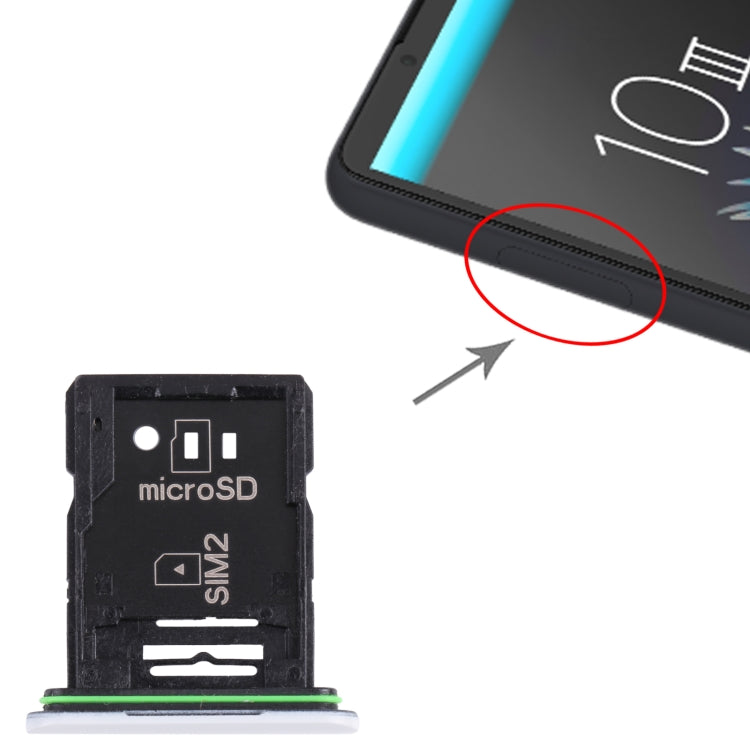 Original SIM Card Tray + SIM Card Tray / Micro SD Card Tray for Sony Xperia 10 III(White) - free shipping - PMC TechLife - Order now!