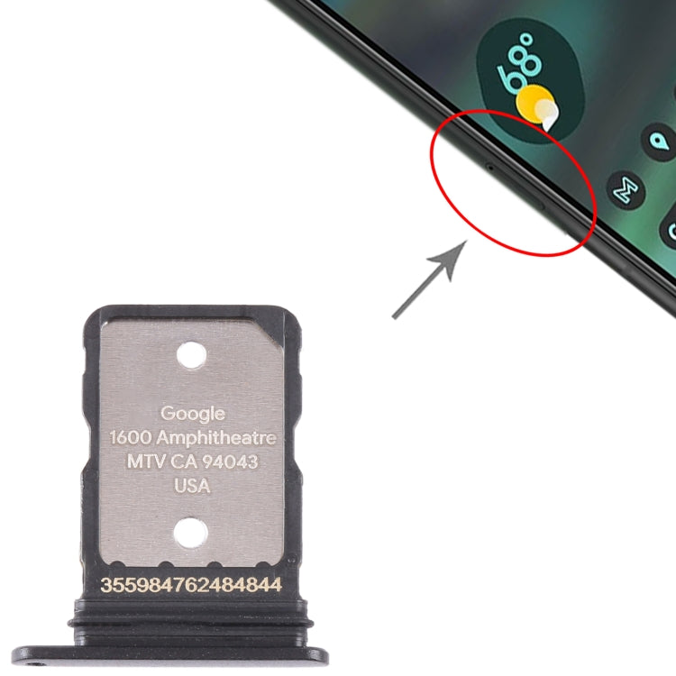 For Google Pixel 6A Original SIM Card Tray with SIM Pin (Black) - Card Tray by PMC TechLife | Online Shopping South Africa | PMC TechLife