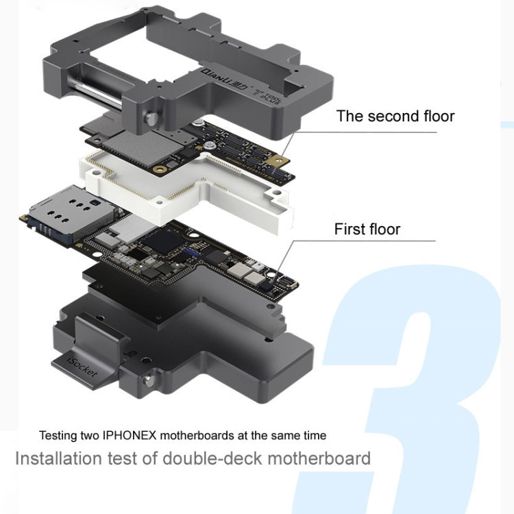 Qianli iSocket 3 In 1 Motherboard Layered Test Frame Upper Lower Layers Logic Board Function Fast Test Holder For iPhone X / XS / XS Max - Repair Fixture by QIANLI | Online Shopping South Africa | PMC Jewellery