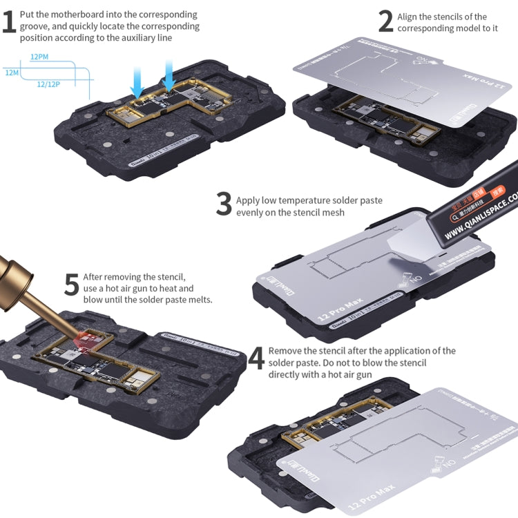 Qianli 10 in 1 Middle Frame Reballing Platform For iPhone X / XS / XS Max / 11 / 11 Pro / 11 Pro Max / 12 / 12 Pro / 12 mini / 12 Pro Max - Repair Platform by QIANLI | Online Shopping South Africa | PMC TechLife | Buy Now Pay Later Mobicred