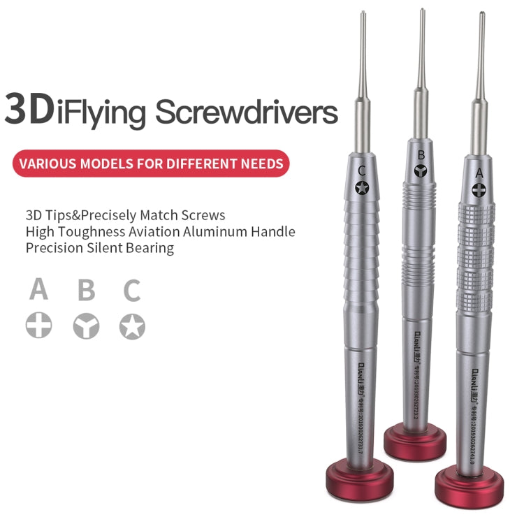 Qianli iFlying 3D Aluminum Handle Anti-slip Screwdriver, Tri-point(Yellow) - free shipping - PMC TechLife - Order now!