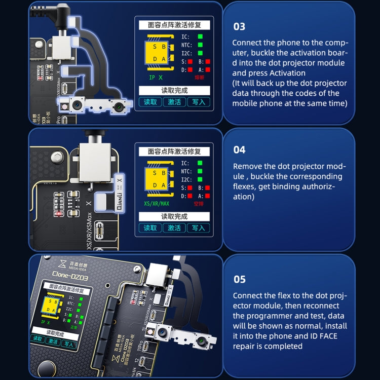 MEGA-IDEA Clone DZ03 Battery Activation & Face ID Dot Matrix Programmer for iPhone 8-14 Pro Max, Plug: US - Repair Programmer by PMC Jewellery | Online Shopping South Africa | PMC Jewellery