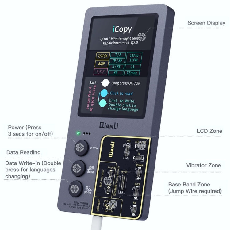 For iPhone 6 - 14 Pro Max 3 in 1 Qianli iCopy Plus 2.2 Repair Detection Programmer Set, Plug: US - Repair Programmer by PMC Jewellery | Online Shopping South Africa | PMC Jewellery