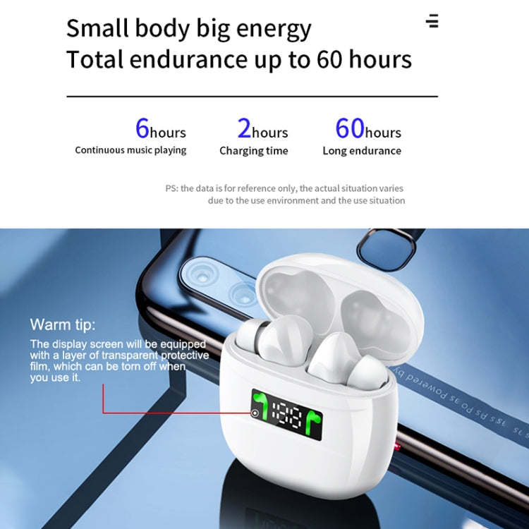 J3 Pro TWS Hifi Wireless Bluetooth 5.2 Earphone LED Display Waterproof Sports Gaming Headset Noise Earbuds(White) - TWS Earphone by PMC Jewellery | Online Shopping South Africa | PMC Jewellery