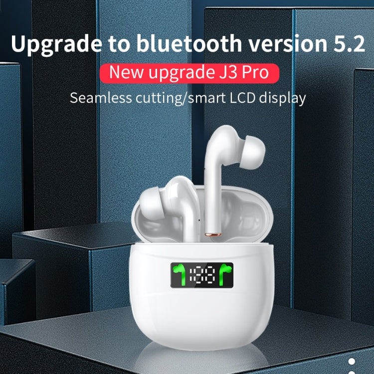 J3 Pro TWS Hifi Wireless Bluetooth 5.2 Earphone LED Display Waterproof Sports Gaming Headset Noise Earbuds(White) - TWS Earphone by PMC TechLife | Online Shopping South Africa | PMC TechLife