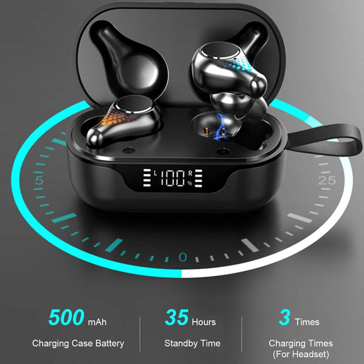 T8 Hifi Wireless Bluetooth 5.0 Earphone Waterproof Sports Gaming Earphone Noise Earbuds with LED Display(Black) - Bluetooth Earphone by PMC Jewellery | Online Shopping South Africa | PMC Jewellery