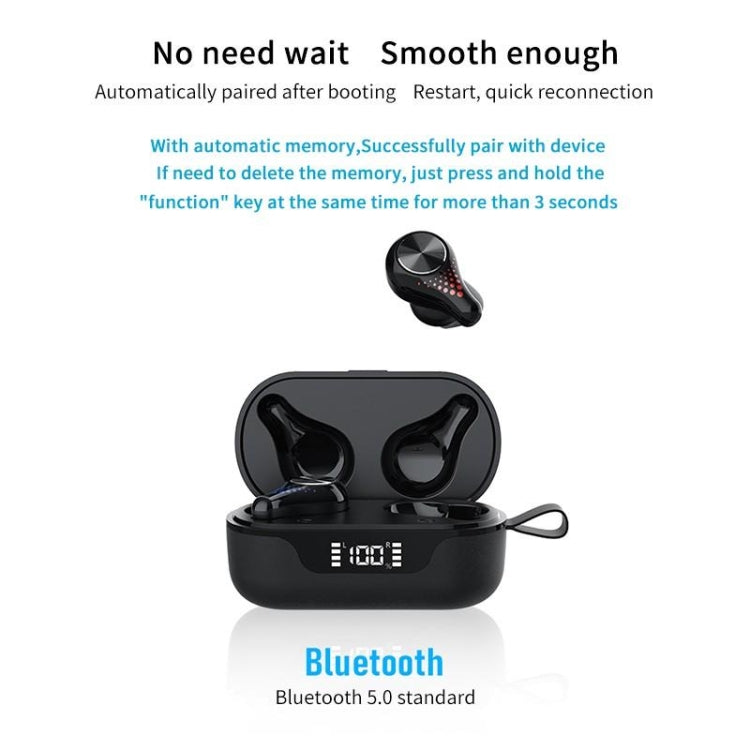 T8 Hifi Wireless Bluetooth 5.0 Earphone Waterproof Sports Gaming Earphone Noise Earbuds with LED Display(Cloth) - Bluetooth Earphone by PMC Jewellery | Online Shopping South Africa | PMC Jewellery