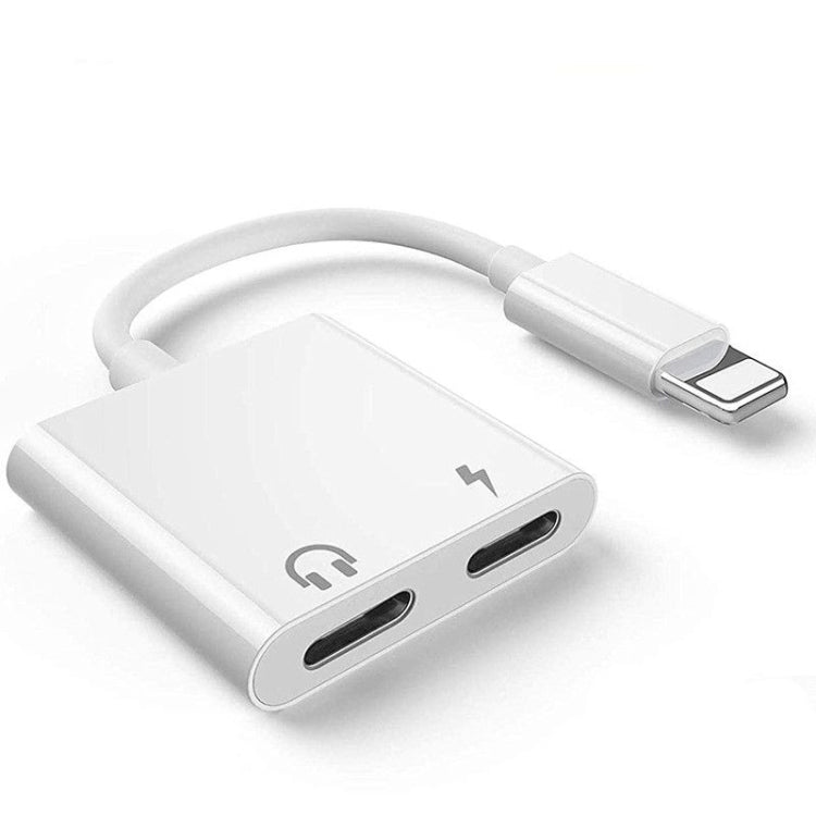 ZS-S1802 2 in 1 8 Pin Male to 8 Pin Charging + 8 Pin Audio Female Connector Earphone Adapter, Support Calls & Wire Control, Compatible with All IOS System - Earphone Adapter by PMC TechLife | Online Shopping South Africa | PMC TechLife