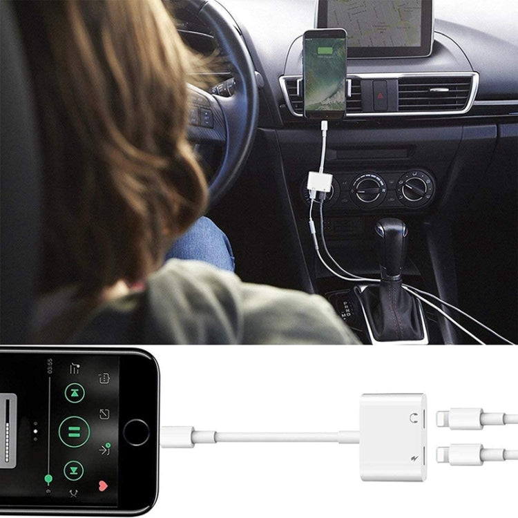 ZS-S1802 2 in 1 8 Pin Male to 8 Pin Charging + 8 Pin Audio Female Connector Earphone Adapter, Support Calls & Wire Control, Compatible with All IOS System - Earphone Adapter by PMC TechLife | Online Shopping South Africa | PMC TechLife