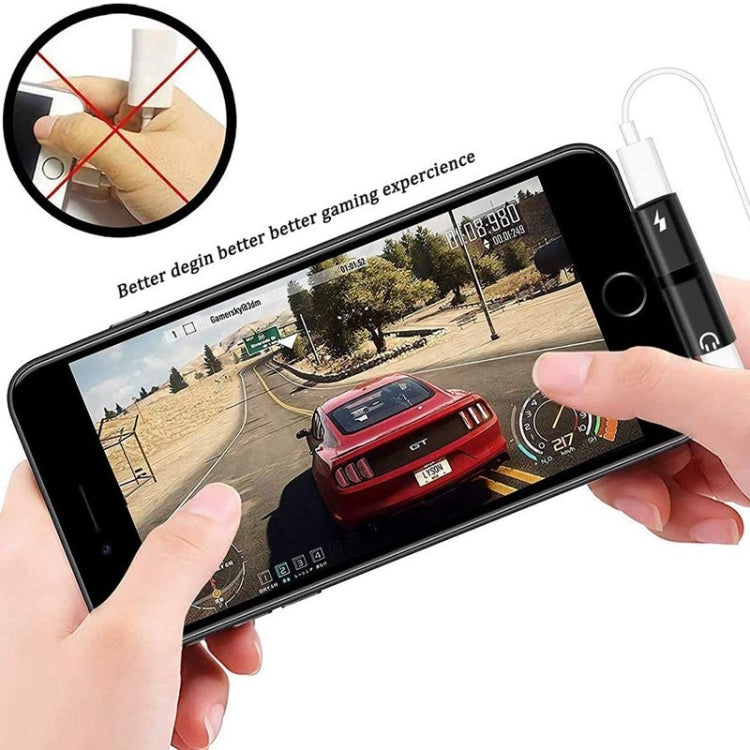 Zs-18182 2 in 1 8 Pin Male to 8 Pin Charging + 8 Pin Audio Female Connector Earphone Adapter, Supports Call & Volume Control(Black) - Earphone Adapter by PMC TechLife | Online Shopping South Africa | PMC TechLife