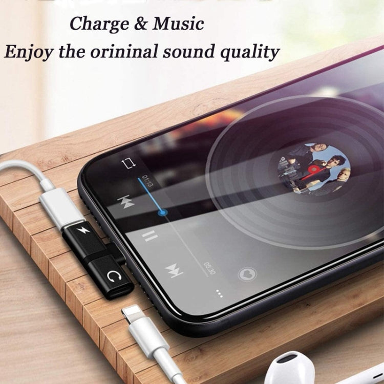Zs-18182 2 in 1 8 Pin Male to 8 Pin Charging + 8 Pin Audio Female Connector Earphone Adapter, Supports Call & Volume Control(Gold) - Earphone Adapter by PMC TechLife | Online Shopping South Africa | PMC TechLife