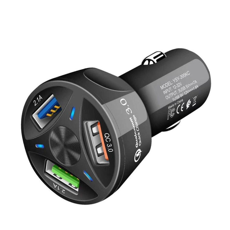 YSY-395KC QC3.0 3 USB 35W High Power Vehicle Charger / Mobile Phone Tablet Universal Vehicle Charger(Black) - free shipping - PMC TechLife - Order now!
