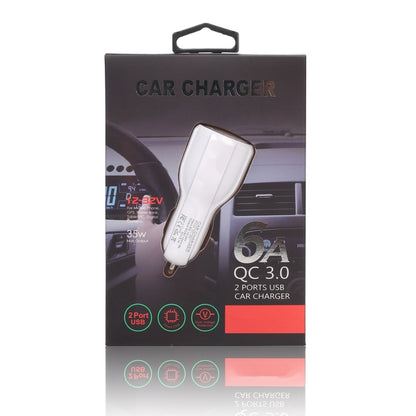 Qc3.0 Dual USB Car Charger + 8 Pin Fast Charging Line Car Charging Kit(White) - Car Charger by PMC Jewellery | Online Shopping South Africa | PMC Jewellery