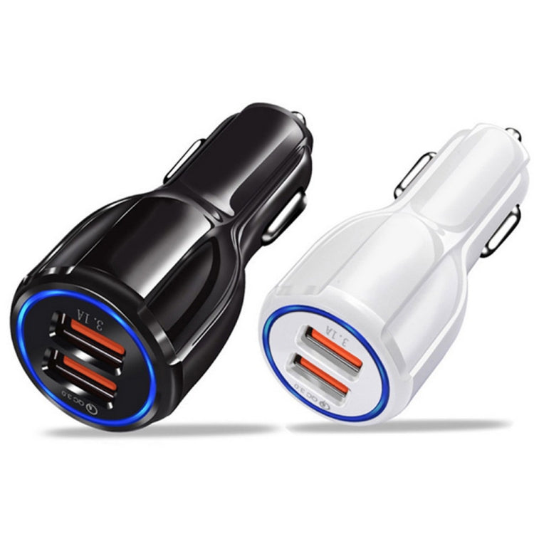 Qc3.0 Dual USB Car Charger + 8 Pin Fast Charging Line Car Charging Kit(Black) - Car Charger by PMC TechLife | Online Shopping South Africa | PMC TechLife