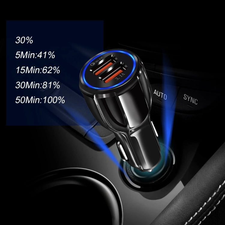 LZ-681 QC3.0 Dual USB Car Charging + Type-C Fast Charging Cable Car Charging Kit(Black) - Car Charger by PMC TechLife | Online Shopping South Africa | PMC TechLife