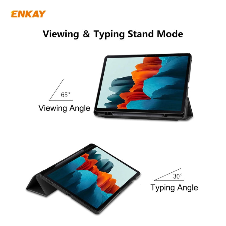 ENKAY ENK-8011 PU Leather + TPU Smart Case with Pen Slot for Samsung Galaxy Tab S8 / Galaxy Tab S7 11.0 T870 / T875(Black) - free shipping - PMC TechLife - Order now!