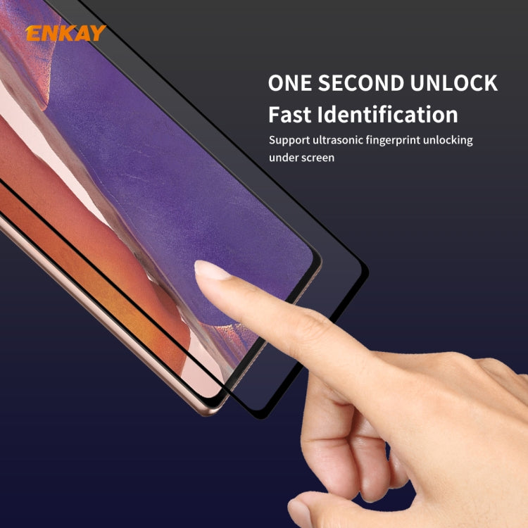 For Samsung Galaxy Note20 2pcs ENKAY Full Glue 0.2mm 9H 2.5D Tempered Glass Full Film, Support Fingerprint Unlock - Galaxy Tempered Glass by ENKAY | Online Shopping South Africa | PMC TechLife | Buy Now Pay Later Mobicred