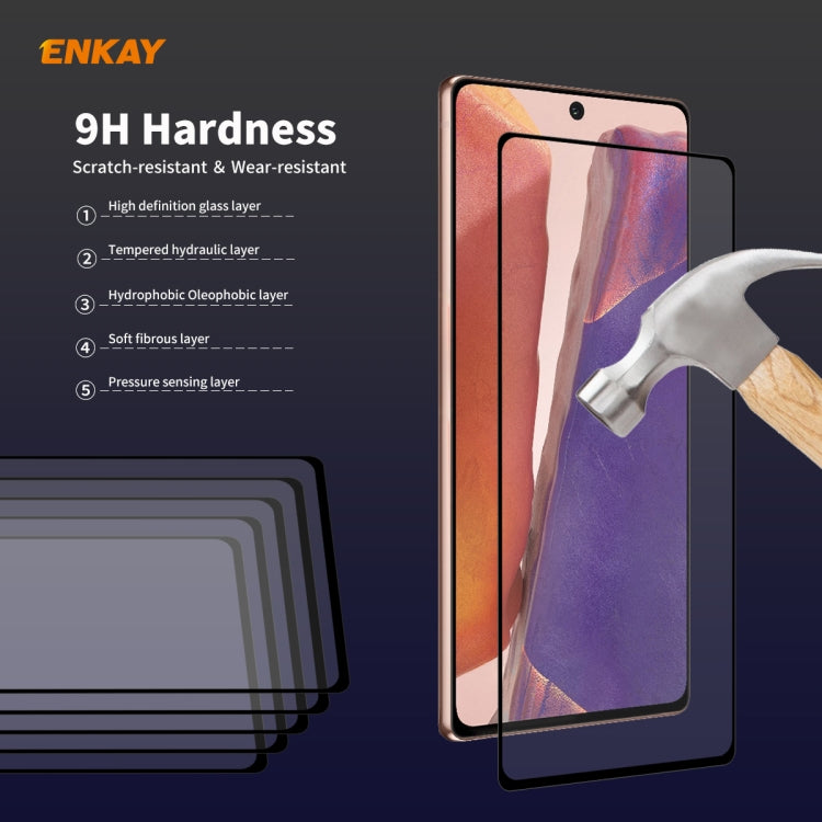 For Samsung Galaxy Note20 2pcs ENKAY Full Glue 0.2mm 9H 2.5D Tempered Glass Full Film, Support Fingerprint Unlock - Galaxy Tempered Glass by ENKAY | Online Shopping South Africa | PMC TechLife | Buy Now Pay Later Mobicred