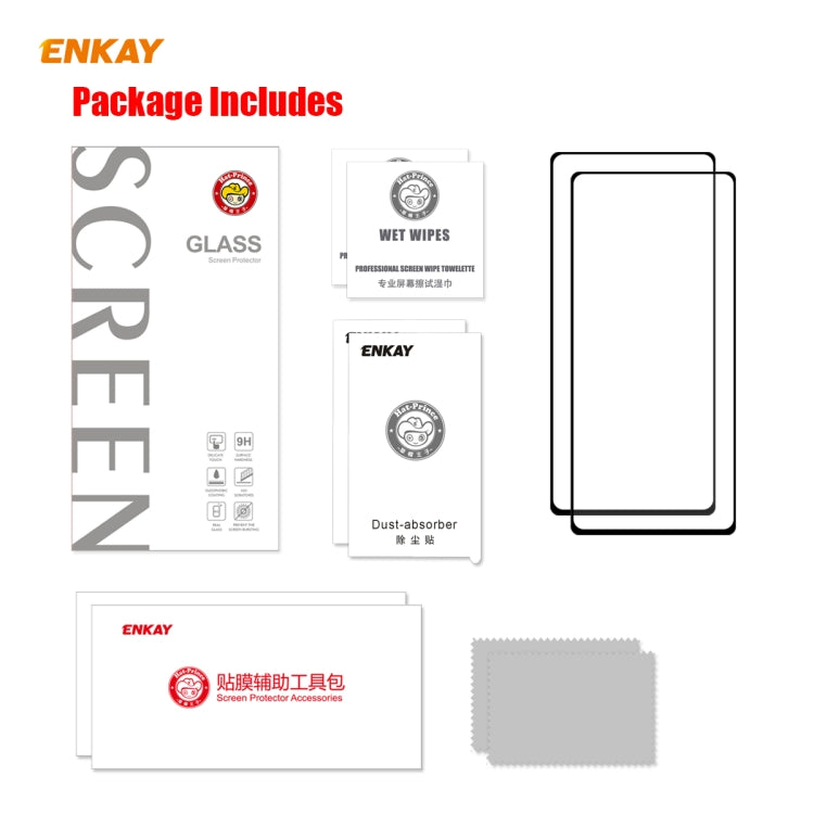 For Samsung Galaxy Note20 2pcs ENKAY Full Glue 0.2mm 9H 2.5D Tempered Glass Full Film, Support Fingerprint Unlock - Galaxy Tempered Glass by ENKAY | Online Shopping South Africa | PMC TechLife | Buy Now Pay Later Mobicred