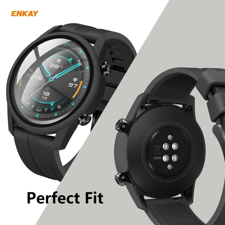 For Huawei Watch GT 2 46mm ENKAY Hat-Prince ENK-AC8202 Full Coverage PC Frosted Case + 9H Tempered Glass Protector(Transparent) - free shipping - PMC TechLife - Order now!
