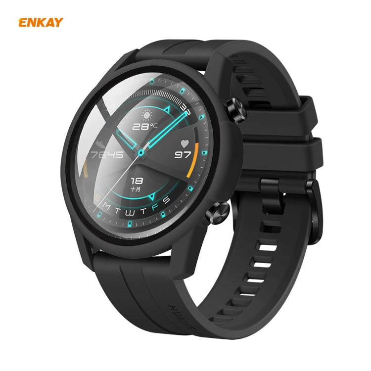 For Huawei Watch GT 2 42mm ENKAY Hat-Prince ENK-AC8201 Full Coverage PC Frosted Case + 9H Tempered Glass Protector(Transparent) - Watch Cases by ENKAY | Online Shopping South Africa | PMC TechLife | Buy Now Pay Later Mobicred