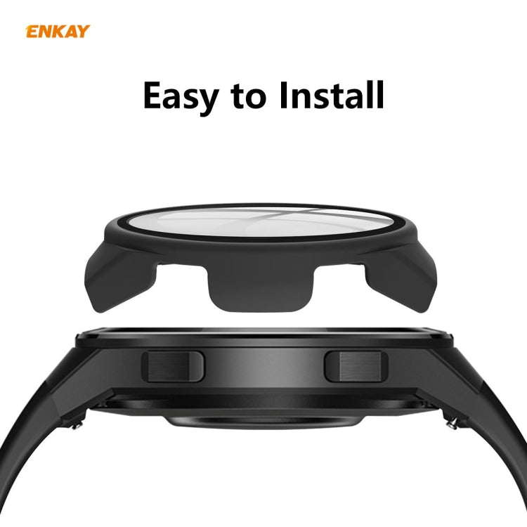 For Huawei Watch GT 2e 46mm ENKAY Hat-Prince ENK-AC8203 Full Coverage PC Frosted Case + 9H Tempered Glass Film(Pink) - Watch Cases by ENKAY | Online Shopping South Africa | PMC TechLife | Buy Now Pay Later Mobicred