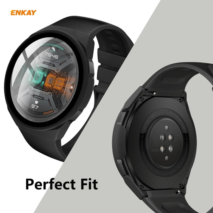 For Huawei Watch GT 2e 46mm ENKAY Hat-Prince ENK-AC8203 Full Coverage PC Frosted Case + 9H Tempered Glass Film(Pink) - Watch Cases by ENKAY | Online Shopping South Africa | PMC TechLife | Buy Now Pay Later Mobicred
