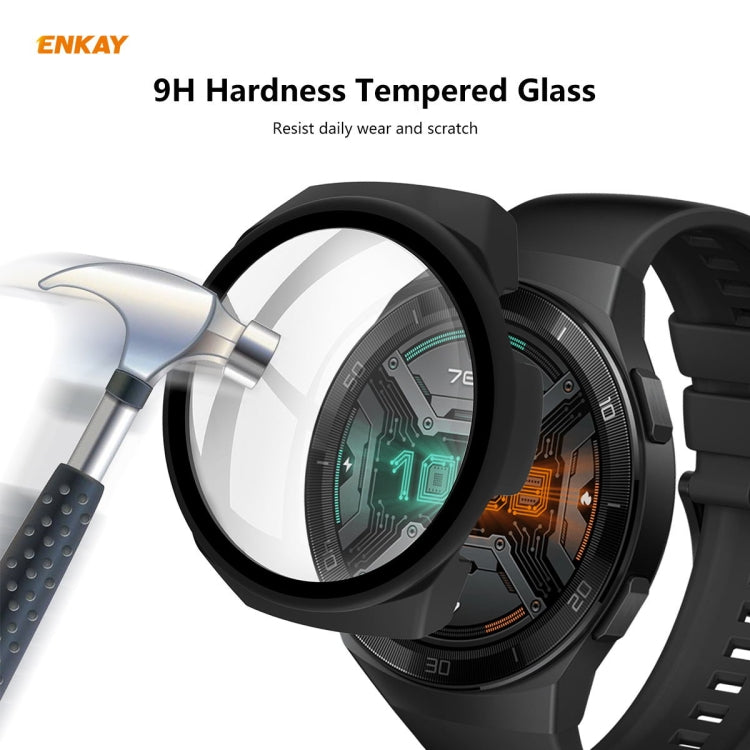 For Huawei Watch GT 2e 46mm ENKAY Hat-Prince ENK-AC8203 Full Coverage PC Frosted Case + 9H Tempered Glass Film(Green) - Watch Cases by ENKAY | Online Shopping South Africa | PMC TechLife | Buy Now Pay Later Mobicred